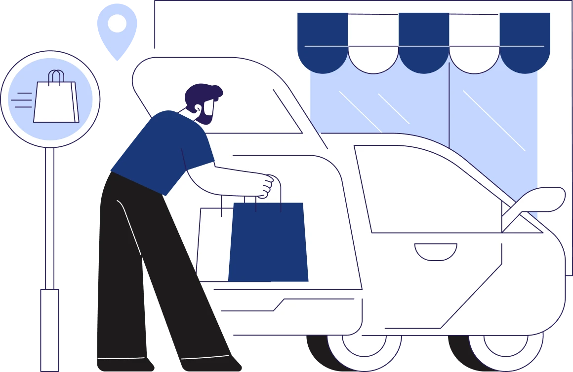 Man loading shopping bag into car